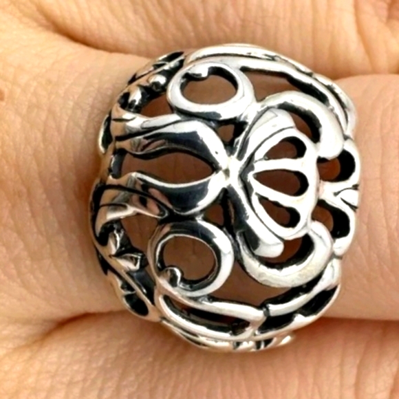 CAROLYN POLLACK .925 Silver Filigree Dome Ring Sz. 8.5 Large - Picture 4 of 6